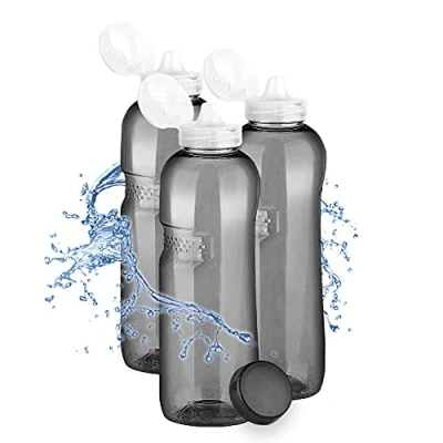 Afbeelding van Kavodrink Set van 3 Tritan drinkflessen 1,0 l + sportdop, zwart, BPA vrije sportfles, 1000 ml
