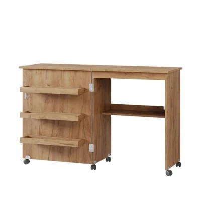 Afbeelding van Vicco Carmen Table de couture en chêne 118 x 77,5 cm avec 3 étagères