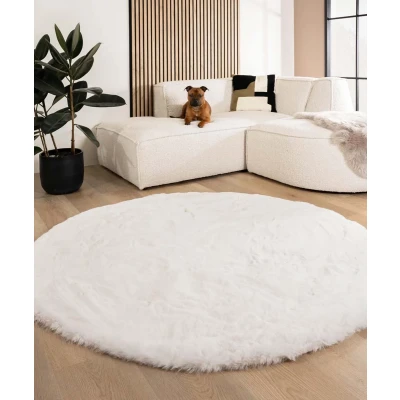 Afbeelding van Fluffy Vloerkleed Rond Comfy Deluxe Wit 100 Cm