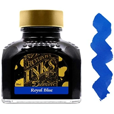 Afbeelding van Diamine Majestueuze blauwe inkt, koningsblauw, blauw, inkt in inktglas, 80 ml.