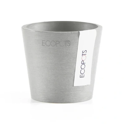 Afbeelding van Ecopots Amsterdam mini rond 8 cm wit grijs planten/bloembak pot