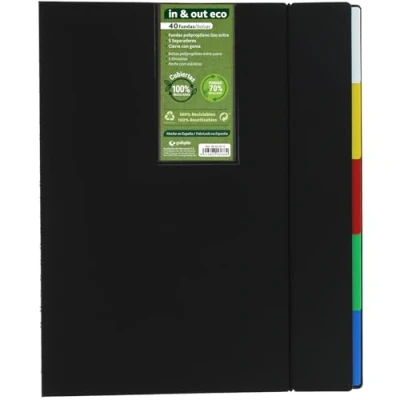 Afbeelding van Grafoplás A4 In&amp;Out Eco map met uitneembare hoezen 40 extra gerecyclede 70% 100% harde kaften snelle en praktische vervanging van bevat 5 scheidingswanden