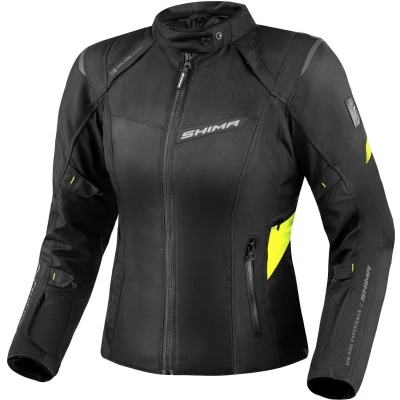 Afbeelding van SHIMA Rush 2.0 Waterproof Dames Zwart Geel Textiele Motorjas Maat XS Jas