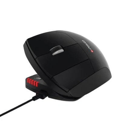Image de Contour Unimouse Souris ergonomique pour gauchers infrarouge 7 boutons filaire USB ardoise