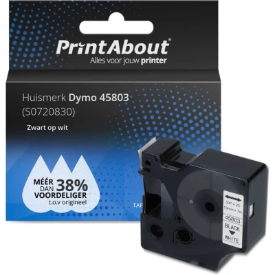 Afbeelding van Huismerk Dymo 45803 (S0720830) Tape Zwart op wit (19 mm)
