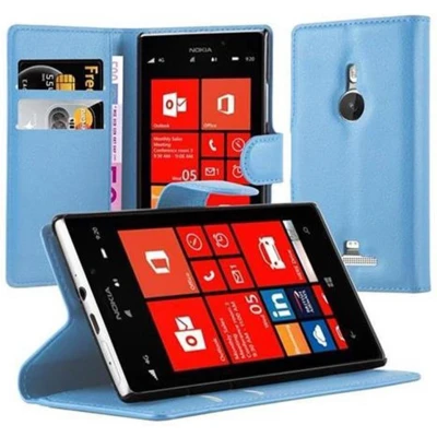 Afbeelding van Cadorabo Hoesje geschikt voor Nokia Lumia 925 in PASTEL BLAUW Beschermhoes met magnetische sluiting, standfunctie en kaartvakje Book Case Cover Etui