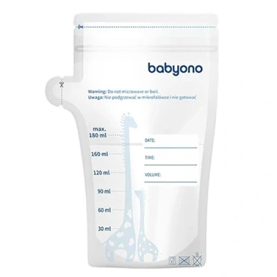 Afbeelding van Babyono Moedermelk Bewaarzakjes Moedermelkbewaarzakjes Gemakkelijke etiketteren 180 ml 30 stuks 1084