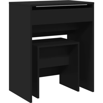 Afbeelding van vidaXL Kaptafel met krukje 60x40x113,5 cm zwart