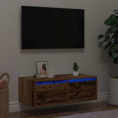 Afbeelding van vidaXL Tv meubel met LED verlichting 75x35,5x25 cm oud houtkleurig