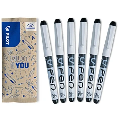 Image de Pilot Lot de 6 Stylos Plume V Pen effaçable Moyenne, Noir, 1 Unité (Lot 6)