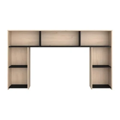 Afbeelding van Vente unique Hoofdbord met opbergruimte 140 cm Kleuren: houtlook en zwart KINSELIA L 182 x H 103.5 D 21.6