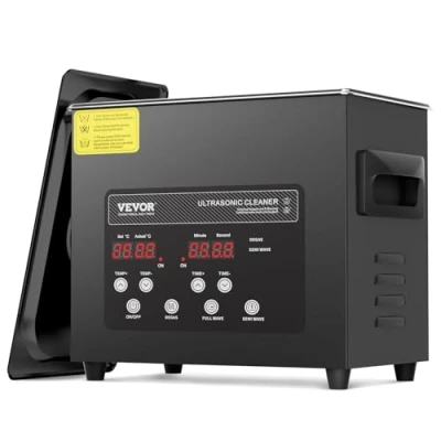 Image de VEVOR Nettoyeur à Ultrasons 3 L avec Panier Chauffage et Minuterie 120 W Noir