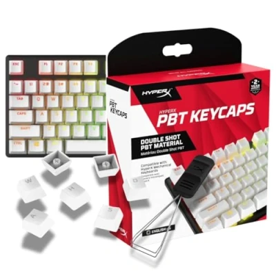 Afbeelding van HyperX PBT Keycaps Complete keycapset, Double Shot materiaal, Engelse lay out (VS) 104 toetsen, wit