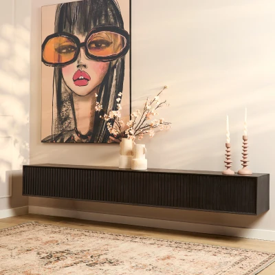 Afbeelding van Mangoe Zwevend tv meubel Madison Black 240 cm