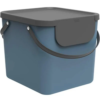 Afbeelding van Rotho Albula Afvalscheidingssysteem 40l voor de keuken, Kunststof (PP) BPA vrij, blauw/antraciet, (40.0 x 35.8 34.0 cm)