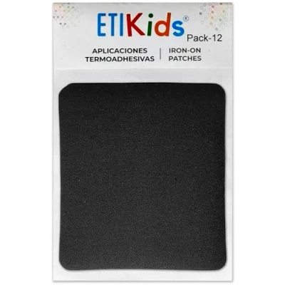 Afbeelding van 12 stuks zwarte opstrijkbare patches voor binnen en buiten, 8,7 x 10 cm