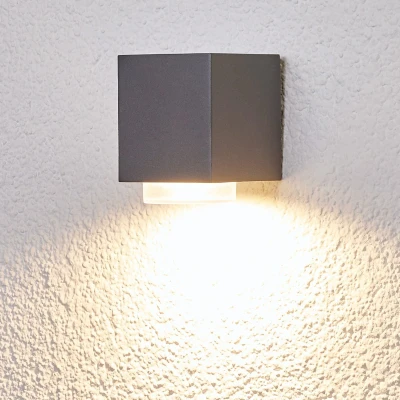 Afbeelding van Lindby Wandlamp buiten 1licht Aluminium H: 9.3 cm GU10 donkergrijs