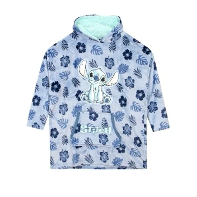 Afbeelding van Disney Lilo And Stitch Damesdeken met capuchon, zeer comfortabele fleecedeken, kleding voor dames, één maat, blauw, Blauw
