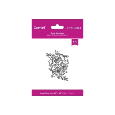 Afbeelding van Gemini LetterPress Press Plate Rose Bouquet