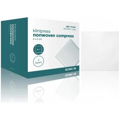 Afbeelding van Klinion gaaskompres nonwoven steriel 4 laags 5x5cm 100 stuks