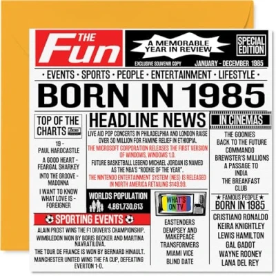 Afbeelding van stuff4 Verjaardagskaarten 39 jaar voor mannen en vrouwen Born In Journal 1985 Verjaardagskaart broer, zus, vrienden 145 mm x
