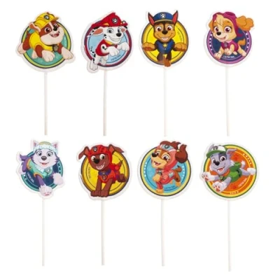 Image de dekora Kit pour décorer cupcakes et gâteaux Pat&#039; Patrouille Cake Toppers en papier 8 modèles 16 unités