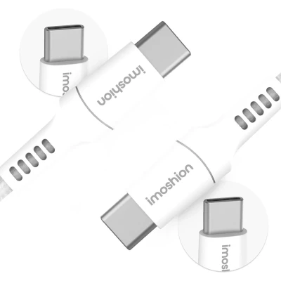 Afbeelding van iMoshion Kabel USB C naar 0.5 meter Snellader &amp; Datasynchronisatie Oplaadkabel Stevig gevlochten materiaal Wit