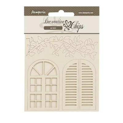 Afbeelding van Stamperia Golden Harmony Decorative Chips Windows (SCB235)