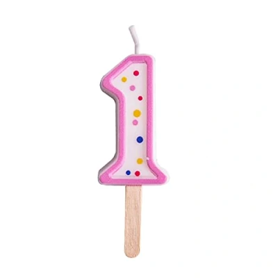Afbeelding van PME Kaars nummer 1 roze, klein, 4,3 cm
