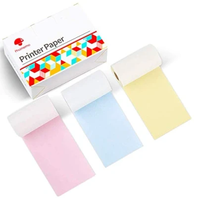 Afbeelding van Phomemo M02 M02PRO M02S M03 M03AS M04S M04AS Paper figuur zwart op geel/blauw/roze, 3 rollen