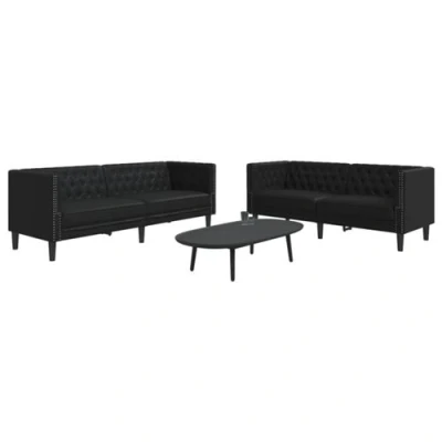 Image de vidaXL Ensemble de canapé Chesterfield 2 pcs noir similicuir3209274