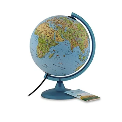 Afbeelding van Tecnodidattica Safari landballon voor kinderen en jongeren verlicht draaibaar geïllustreerde mapping brochure met informatie Meridiaan schaal Spaanse tekst diameter 25 cm