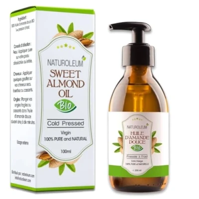Afbeelding van Zoete amandelolie, 100% biologisch, zuiver en natuurlijk, koudgeperst, extra vierge lichaamsverzorging, huid, gezicht, haar, veganistisch (200 ml)