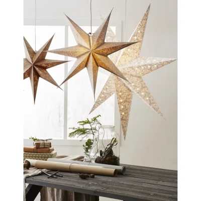 Afbeelding van Star Trading papieren ster &#039;Decorus&#039;, handgeschept papier, wit, Ø 63cm