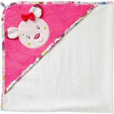 Afbeelding van Fehn Badcape Hert Roze/ Wit 80 Cm