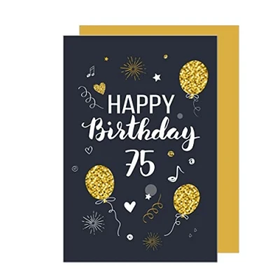 Afbeelding van Edition Seidel wenskaart voor 75e verjaardag met envelop, Happy Birthday dames en heren, GZ346 75 SW023