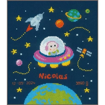 Afbeelding van Vervaco Geboortebord Baby Astronaut borduren (pakket) PN 0157613