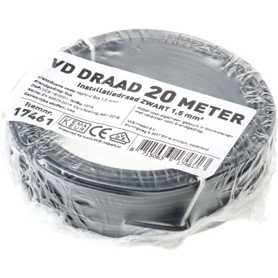 Afbeelding van BLS VD Draad 1.5 mm² Zwart Lengte 20 meter