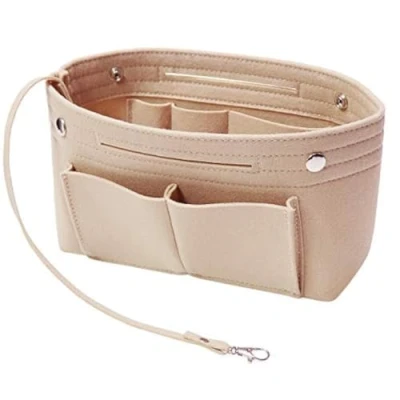 Afbeelding van Soyizom Vilten handtas, portemonnee, organizer, tas in met sleutelhanger voor Speedy Neverfull, 8 kleuren, Beige, small