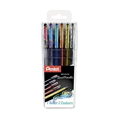 Afbeelding van Pentel K110 Hybrid Dual metallic gelroller, effect, 2 kleuren, 6 kleuren