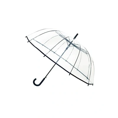 Image de SMATI Grand Parapluie Long Transparent Résistant au Vent ; 12 baleines Diamètre=102cm Ouverture automatique mixte Couleur liseré NOIR