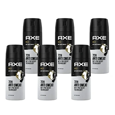 Afbeelding van AXE Gold Deo anti transpirant deodorant spray voor mannen en met witte vlekbescherming, 150 ml, 6 stuks