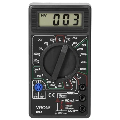Afbeelding van Virone DM 1 digitale multimeter met lcd display, lage batterij indicator