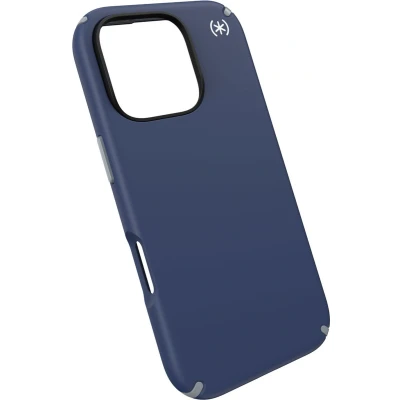 Afbeelding van Speck hoesje geschikt voor Apple iPhone 16 Pro Slank MagSafe Ultieme Bescherming Luxe Soft touch Afwerking Valbescherming gecertificeerd tot 4 meter Microban Antibacterieel Presidio2 lijn Blauw
