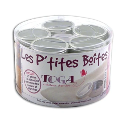 Image de Toga Set de 15 minis boîtes rangement rondes en métal