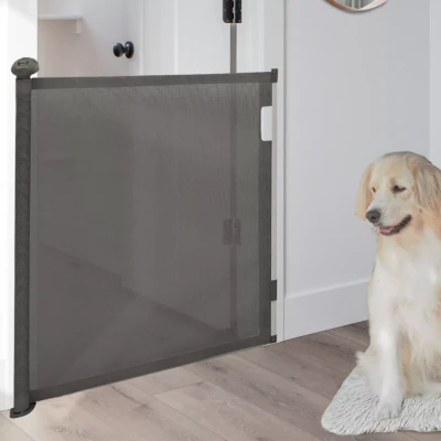 Afbeelding van Barrière de sécurité rétractable pour animaux domestiques 130 cm gris