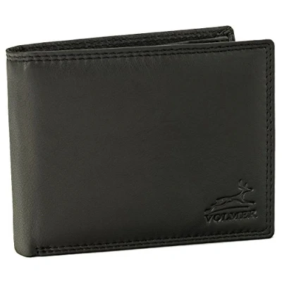 Afbeelding van Fa.Volmer® Portemonnee, slank, bijzonder praktisch, eenvoudig, zeer stevig, FRID bescherming, zwart, Triffold, Klassiek