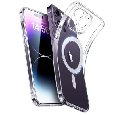 Afbeelding van ESR Beschermhoes voor iPhone 14 Pro Max, transparante siliconen hoes met MagSafe, dunne beschermhoes, schokbestendig, TPU, transparant, dun, anti vergeling, nul serie transparant