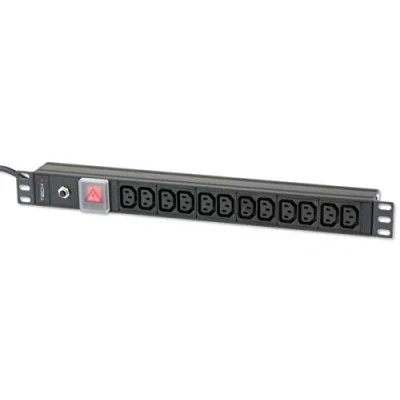 Image de TECHly I CASE STRIP 12C Unité de distribution secteur (rack montable) CA 220 250 V 3500 Watt entrée : IEC 60320 C20 connecteurs sortie 12 (power C13) 1U 2 m cordon aluminium noir