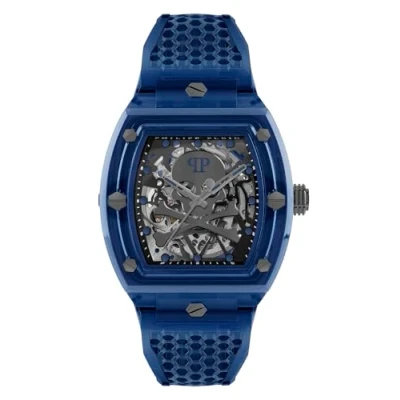 Afbeelding van Philipp Plein The $Keleton Crystal PWPTA0324 Horloge Kunststof Blauw Ø 43 mm